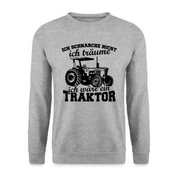 Schnarche nicht ich träume ich wäre ein trakto - Unisex Pullover - Weißgrau meliert - Vorne - Alina (178cm) & Michal (187cm)