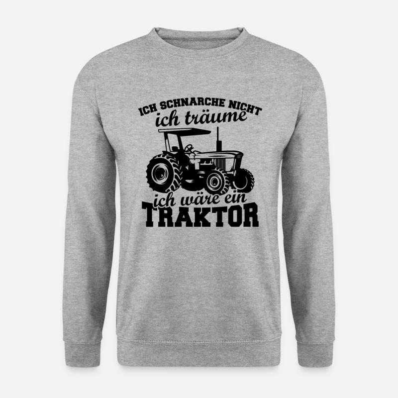 Schnarche nicht ich träume ich wäre ein trakto - Unisex Pullover - Weißgrau meliert
