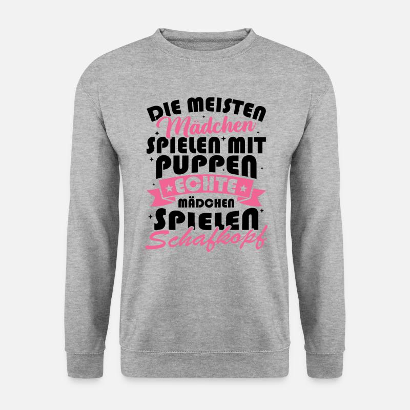 Echte mädchen spielen schafkopf Schafkopfen - Unisex Pullover - Weißgrau meliert