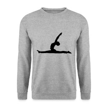 Yoga - Anjaneyasana - Unisex Pullover - Weißgrau meliert - Vorne - Alina (178cm) & Michal (187cm)