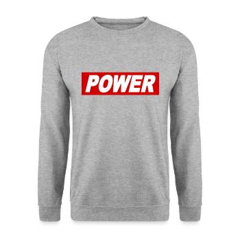 POWER cool saying Obey sign gift idea - Unisex Sweatshirt - salt & pepper - Front - Alina (178cm) & Michal (187cm)
