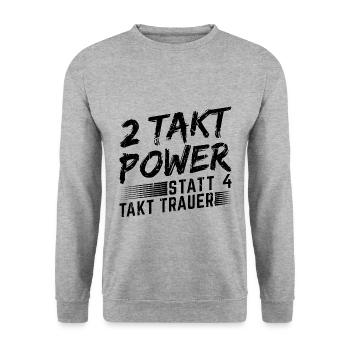 Motorrad Biker Treffen 2 Takt Power Motorradfahrer - Unisex Pullover - Weißgrau meliert - Vorne - Alina (178cm) & Michal (187cm)