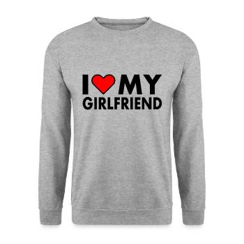I love my girlfriend - Unisex Sweatshirt - salt & pepper - Front - Alina (178cm) & Michal (187cm)