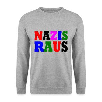 Nazis raus - Unisex Pullover - Weißgrau meliert - Vorne - Alina (178cm) & Michal (187cm)