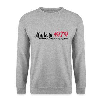 1979 - Unisex Pullover - Weißgrau meliert - Vorne - Alina (178cm) & Michal (187cm)