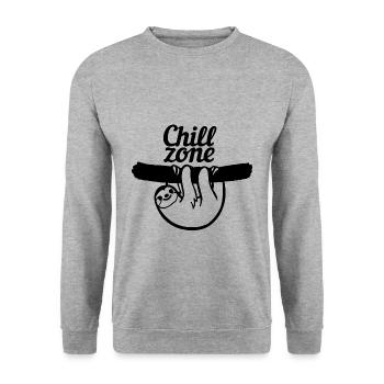 Sloth | Chilling | Chill zone | laze - Unisex Sweatshirt - salt & pepper - Front - Alina (178cm) & Michal (187cm)