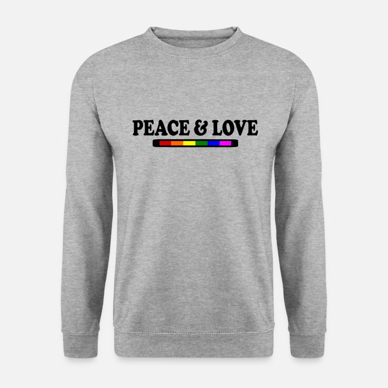 Peace and love - Unisex Pullover - Weißgrau meliert