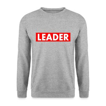 Leader - Unisex Pullover - Weißgrau meliert - Vorne - Alina (178cm) & Michal (187cm)