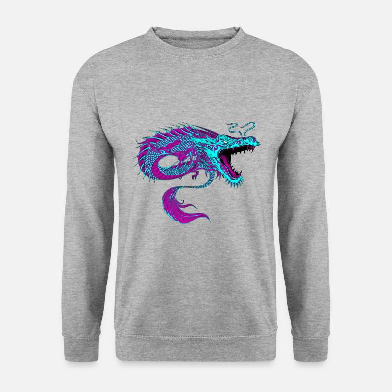Drache chinesisch Fantasy - Unisex Pullover - Weißgrau meliert