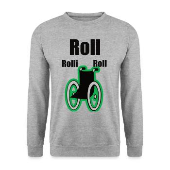 Rollstuhl - Unisex Pullover - Weißgrau meliert - Vorne - Alina (178cm) & Michal (187cm)