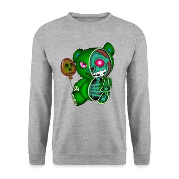 Skull Teddy Bear Skeleton Bear Halloween Shirt - Unisex Sweatshirt - salt & pepper - Front - Alina (178cm) & Michal (187cm)