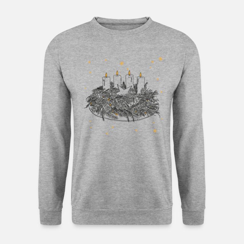 WEihnachten Adventskranz Advent - Unisex Pullover - Weißgrau meliert