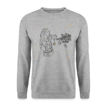 Christmas tree decorating - Unisex Sweatshirt - salt & pepper - Front - Alina (178cm) & Michal (187cm)