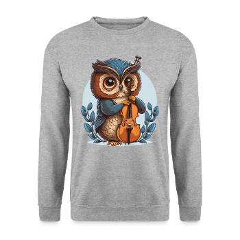 Classical Owl - Unisex Sweatshirt - salt & pepper - Front - Alina (178cm) & Michal (187cm)