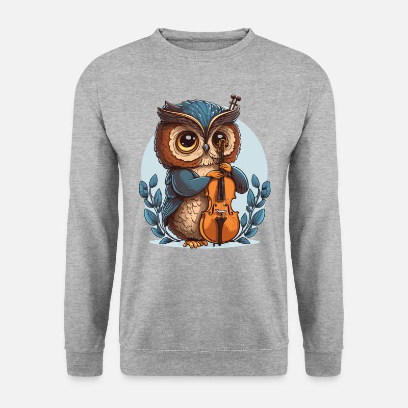 Klassische Eule - Unisex Pullover - Weißgrau meliert