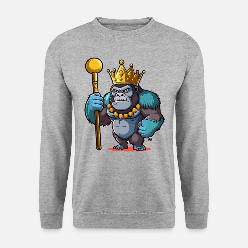 König Gorilla - Unisex Pullover - Weißgrau meliert