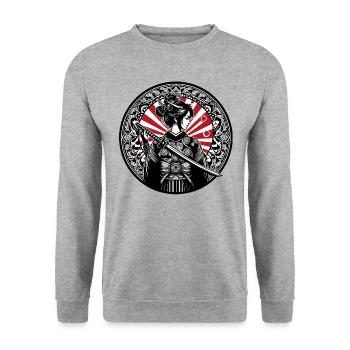 Japan Samouraï girl - Sweat-shirt Unisexe - gris chiné - Devant - Alina (178cm) & Michal (187cm)