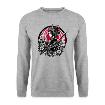 Samouraï Girl flowers - Sweat-shirt Unisexe - gris chiné - Devant - Alina (178cm) & Michal (187cm)