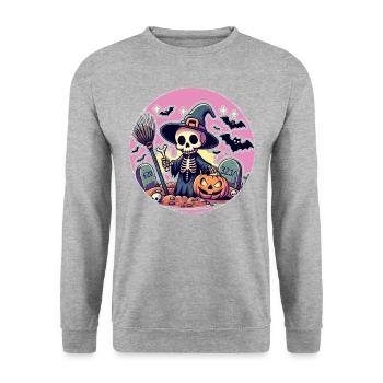 Mr. Bone Spooky Halloween 5 - Unisex Sweatshirt - salt & pepper - Front - Alina (178cm) & Michal (187cm)