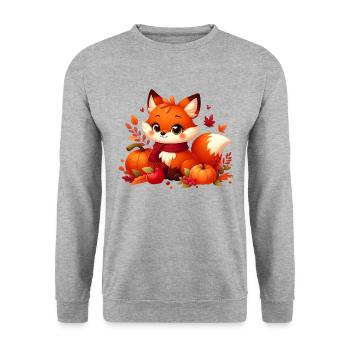 Fuchs Herbst 2 - Unisex Pullover - Weißgrau meliert - Vorne - Alina (178cm) & Michal (187cm)