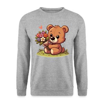 teddy bear 4 - Sweat-shirt Unisexe - gris chiné - Devant - Alina (178cm) & Michal (187cm)
