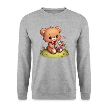 teddy bear 6 - Sweat-shirt Unisexe - gris chiné - Devant - Alina (178cm) & Michal (187cm)