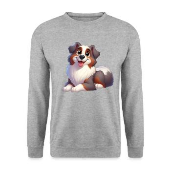 Australischer Schäferhund - Unisex Pullover - Weißgrau meliert - Vorne - Alina (178cm) & Michal (187cm)