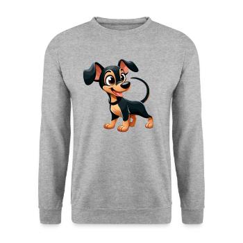 Pinscher 2 - Unisex Pullover - Weißgrau meliert - Vorne - Alina (178cm) & Michal (187cm)