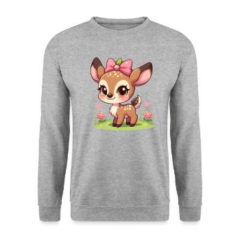 Petit Faon mignon 3 - Sweat-shirt Unisexe - gris chiné - Devant - Alina (178cm) & Michal (187cm)