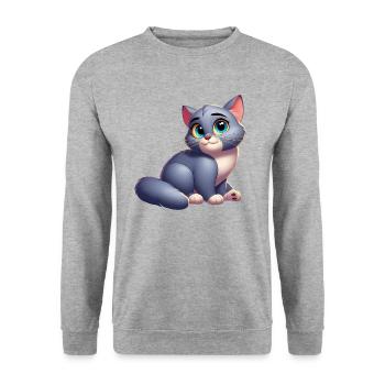 chat 4 - Sweat-shirt Unisexe - gris chiné - Devant - Alina (178cm) & Michal (187cm)
