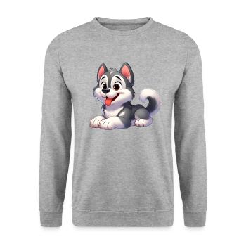 Husky 3 - Unisex Pullover - Weißgrau meliert - Vorne - Alina (178cm) & Michal (187cm)