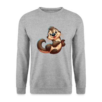 loutre 4 - Sweat-shirt Unisexe - gris chiné - Devant - Alina (178cm) & Michal (187cm)