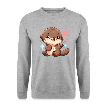 loutre 11 - Sweat-shirt Unisexe - gris chiné - Devant - Alina (178cm) & Michal (187cm)