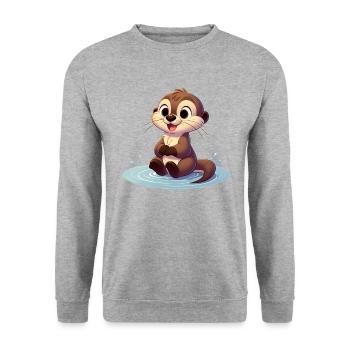 loutre 3 - Sweat-shirt Unisexe - gris chiné - Devant - Alina (178cm) & Michal (187cm)