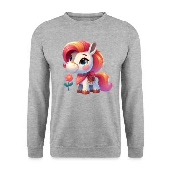 pony 3 - Unisex Sweatshirt - salt & pepper - Front - Alina (178cm) & Michal (187cm)