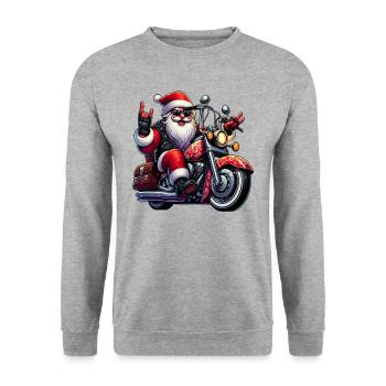 Santa Moto 3 - Unisex Sweatshirt - salt & pepper - Front - Alina (178cm) & Michal (187cm)