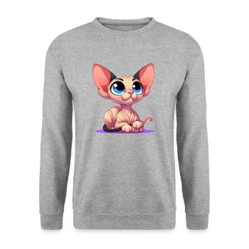 Sphynx 2 - Unisex Pullover - Weißgrau meliert - Vorne - Alina (178cm) & Michal (187cm)