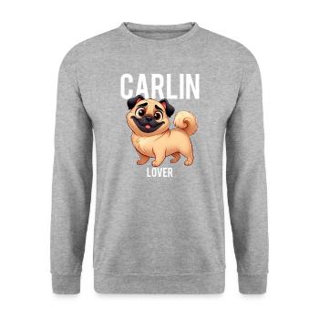Pug Lover - Unisex Sweatshirt - salt & pepper - Front - Alina (178cm) & Michal (187cm)
