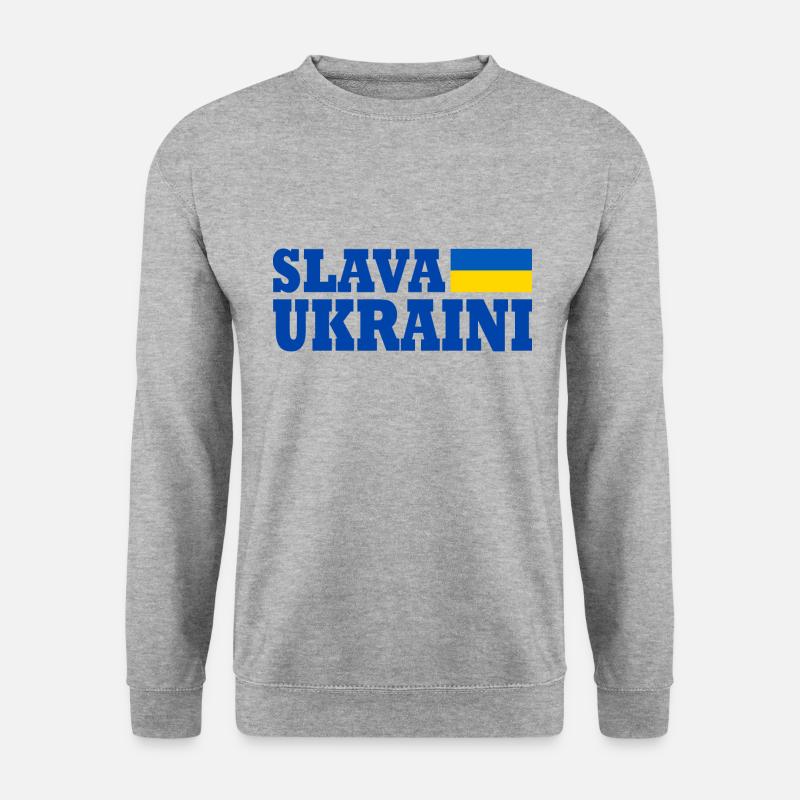 Slava ukraini - Unisex Pullover - Weißgrau meliert