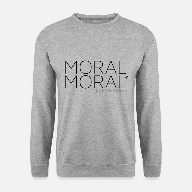 Moral + Moral = Doppelmoral - Unisex Pullover - Weißgrau meliert