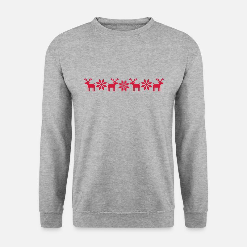 Elch Sterne Norwegen Skandinavien Ugly Christmas - Unisex Pullover - Weißgrau meliert