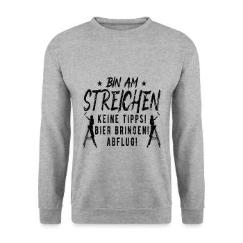 Maler Lackierer Spruch Lustig Meisterprüfung Maler - Unisex Pullover - Weißgrau meliert - Vorne - Alina (178cm) & Michal (187cm)