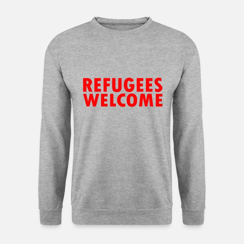refugees welcome - Unisex Pullover - Weißgrau meliert