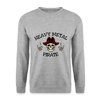 Heavy Metal Pirate Skull - Unisex Sweatshirt - salt & pepper - Front - Alina (178cm) & Michal (187cm)