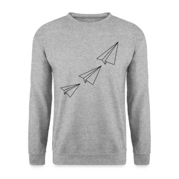 Papierflieger - Unisex Pullover - Weißgrau meliert - Vorne - Alina (178cm) & Michal (187cm)