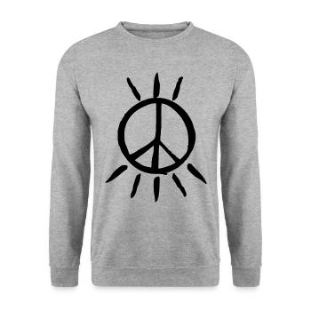 Signe de paix paix - Sweat-shirt Unisexe - gris chiné - Devant - Alina (178cm) & Michal (187cm)