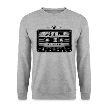 Cassette 1981 Vintage 1981 Millésime 1981 Cadeaux - Sweat-shirt Unisexe - gris chiné - Devant - Alina (178cm) & Michal (187cm)