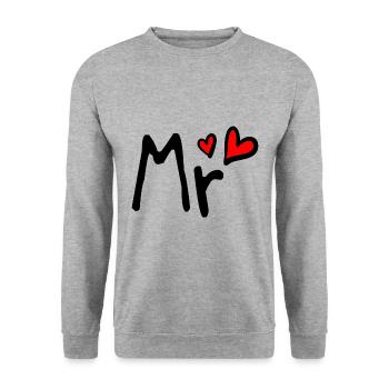 Mr - Mariage - Sweat-shirt Unisexe - gris chiné - Devant - Alina (178cm) & Michal (187cm)