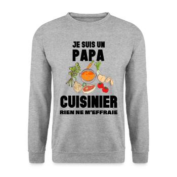 Je suis un papa cuisinier Cadeau Homme - Sweat-shirt Unisexe - gris chiné - Devant - Alina (178cm) & Michal (187cm)