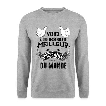 Mécanicien Humour Idée Cadeau - Sweat-shirt Unisexe - gris chiné - Devant - Alina (178cm) & Michal (187cm)